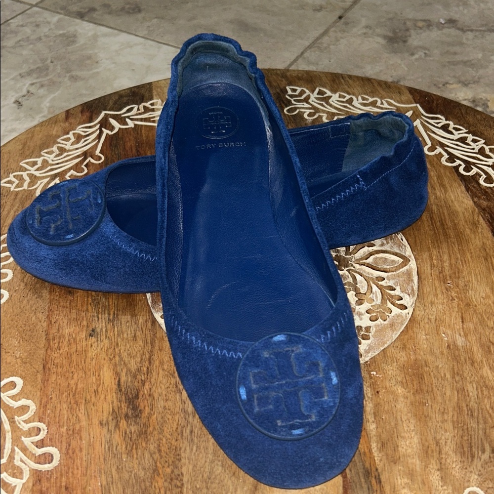 Tory Burch Royal Blue Suede Flats